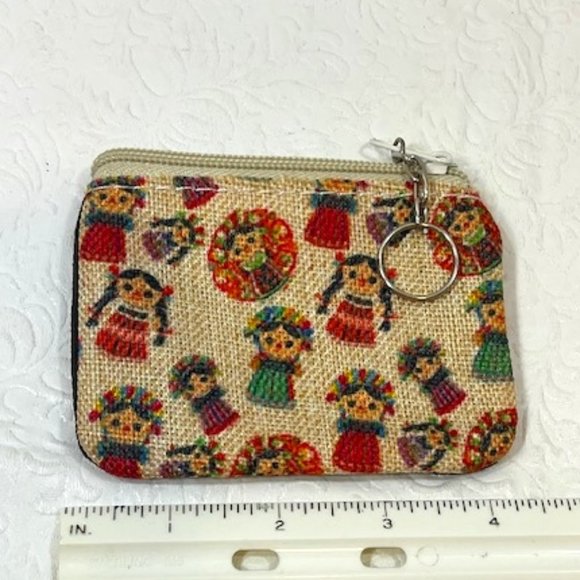Small Rocio Woven Change Purse Mini Pouch Bag Wallet Mexican Children Print - Picture 3 of 7